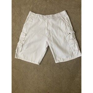 IRON JEANS Tech Cargo Shorts White Cotton Utility Y2K Gorpcore Men’s Size 38